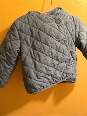 Primary Quilted blue  Puffer Jacket with Snap Closure